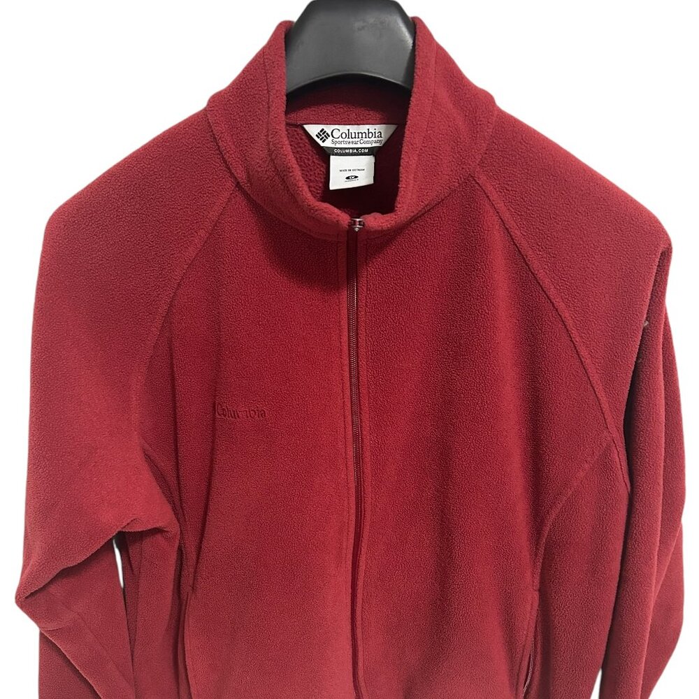 Columbia Fleece Mens Jacket Coat Size Large Red Long Sleeve